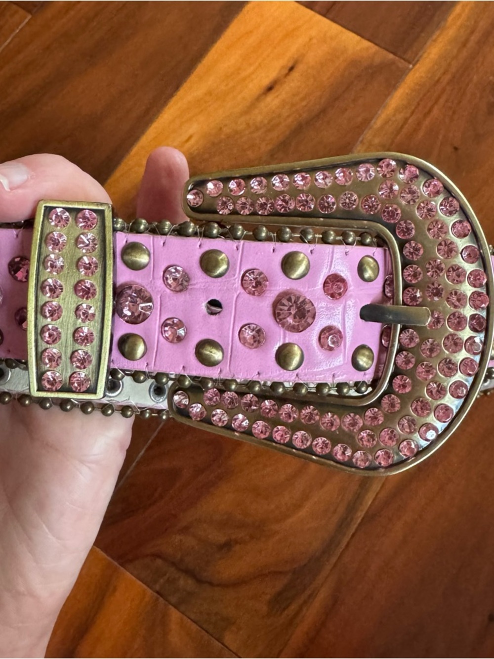 Pink Embellished Women’s Belt with Crystal Accents XL 38” - Picture 4 of 4